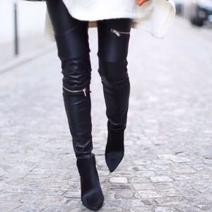 Zara Faux Leather Biker Zipper Moto Trousers